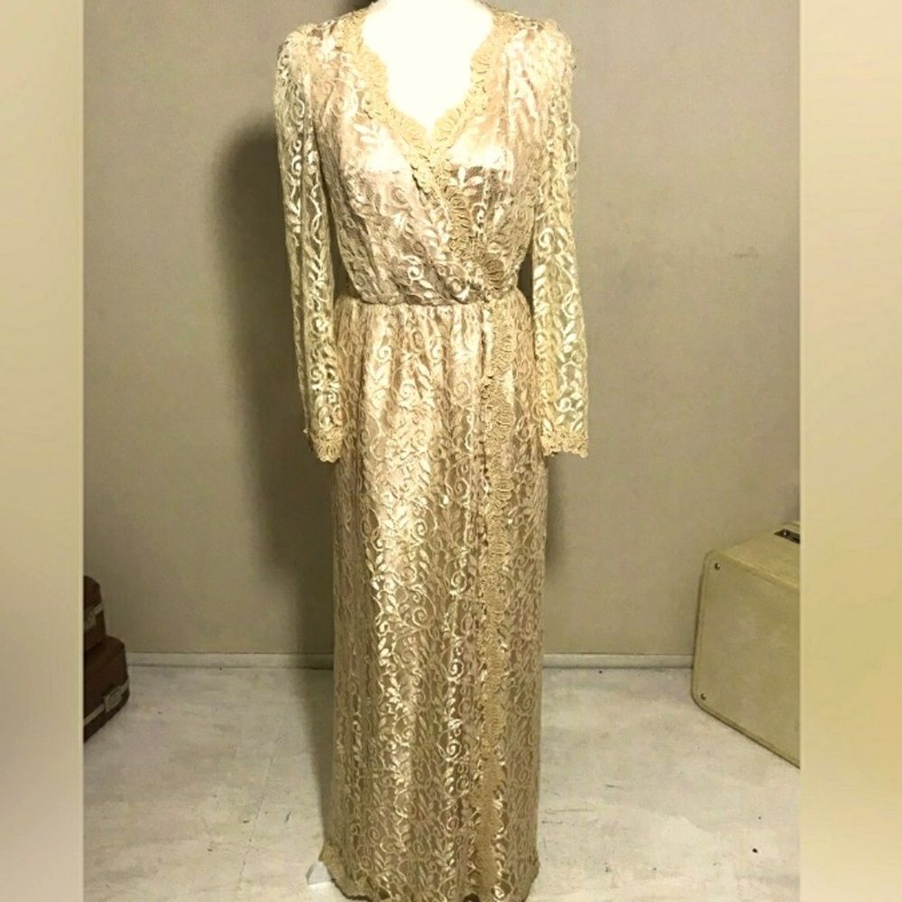 Alicia Maxi Lace Vintage Dress sz 16 - Picture 3 of 9